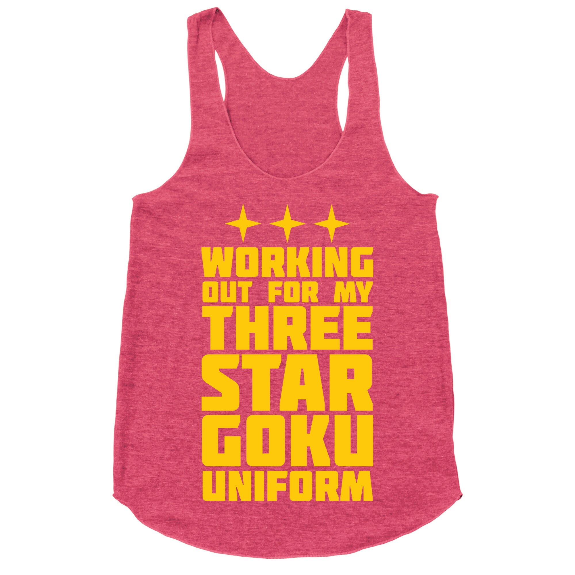 Working Out for My Three Star Goku Uniform Racerback Tank